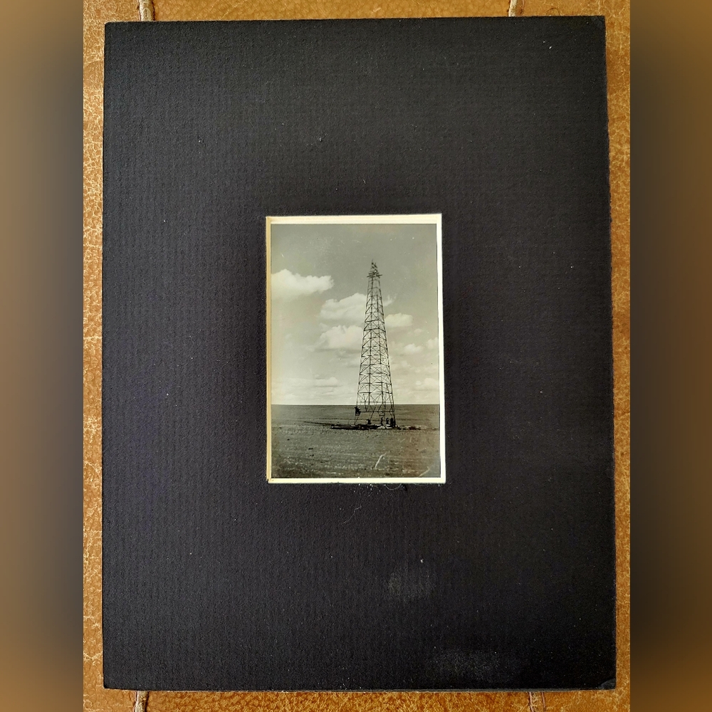 Vintage Oil Drilling Rig B&W Picture - Matted
